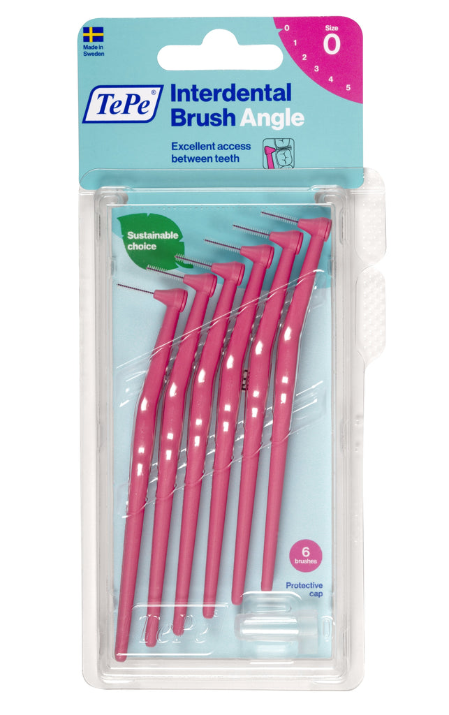 (PROMO BUNDLE - Buy 5 Free 1 Pack) TePe Interdental Brushes Pink Angle (6pc/pk) - 6 Packs