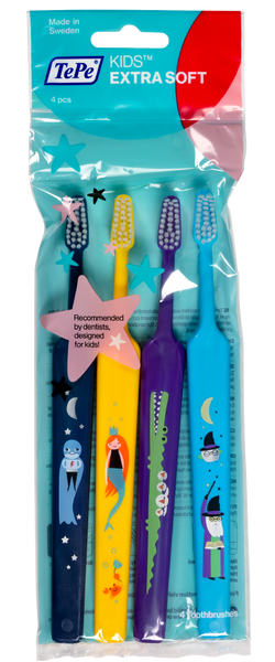 TePe Kids Extra Soft TootBrush (4pc/pk) (3-12 y/o) with design