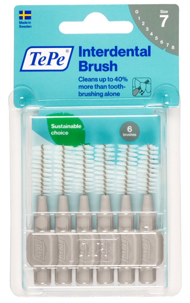 (PROMO BUNDLE - Buy 5 Free 1 Pack) TePe Interdental Brushes Grey Original (6pc/pk) - 6 Packs