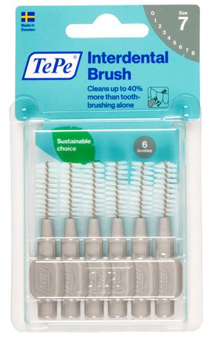 (PROMO BUNDLE - Buy 5 Free 1 Pack) TePe Interdental Brushes Grey Original (6pc/pk) - 6 Packs