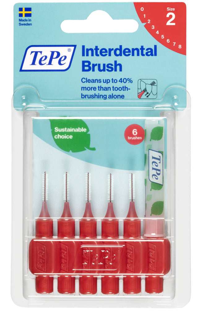 (PROMO BUNDLE - - Buy 5 Free 1 Pack) TePe Interdental Brushes Red Original (6pc/pk) - 6 Packs