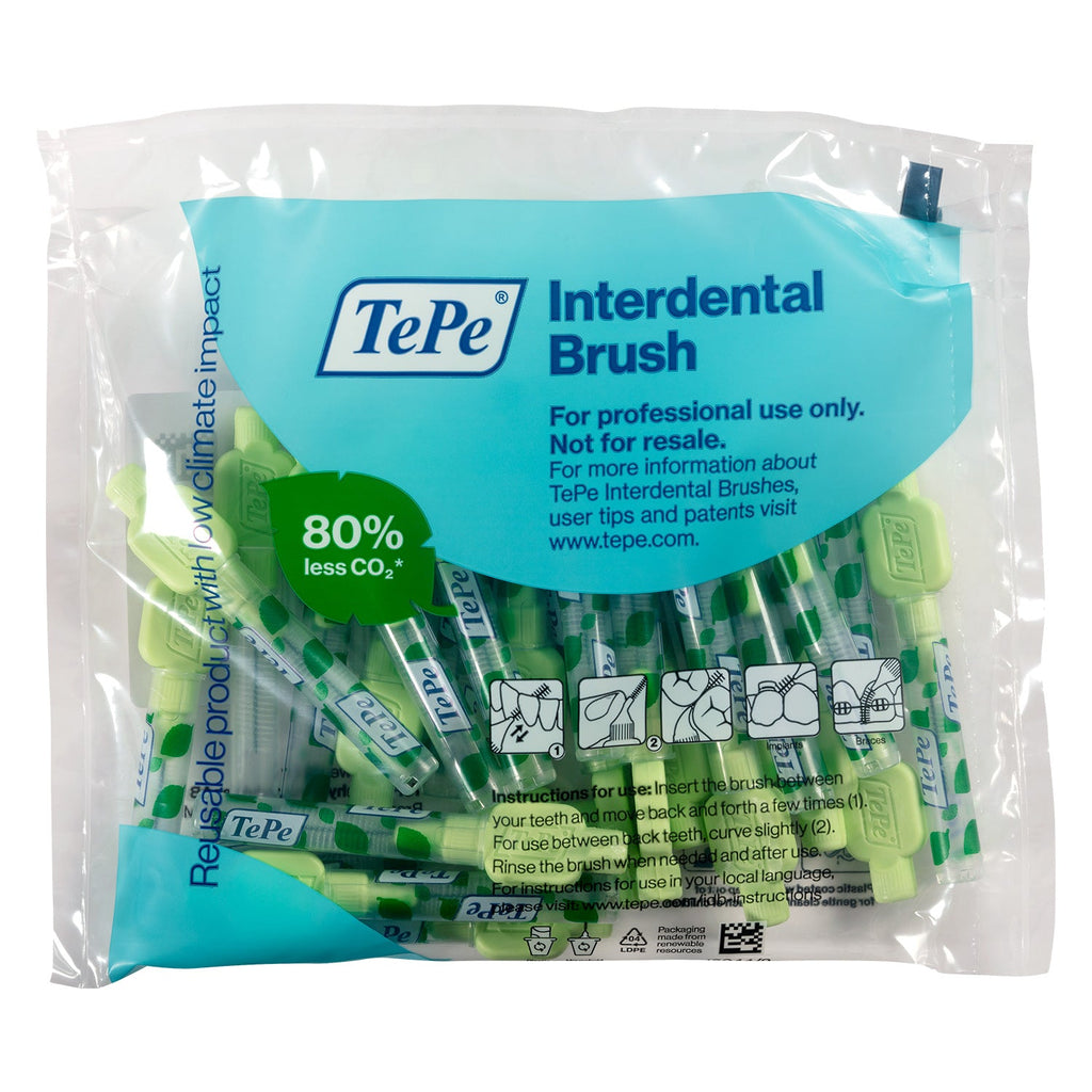 TePe Interdental Brushes Extra Soft LIGHT GREEN 0.8mm 25pcs, individual cap (CP)