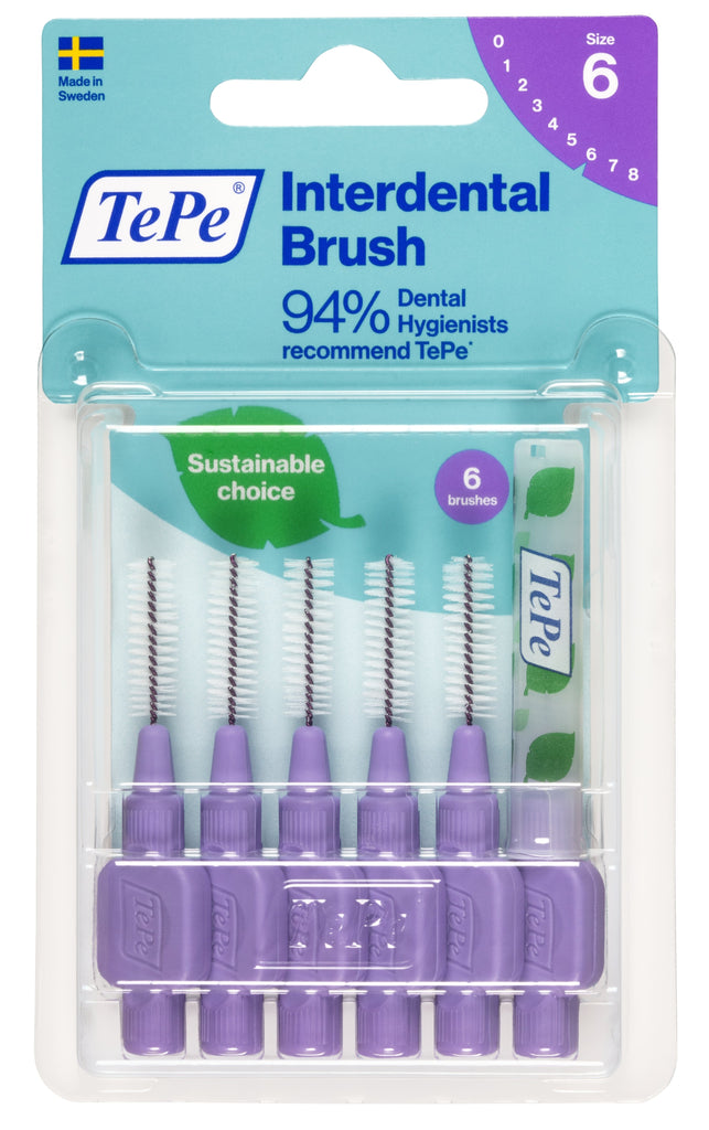 (PROMO BUNDLE) TePe Interdental Brushes Purple Original (6pc/pk) - 5 Packs