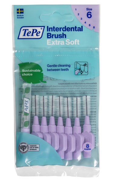 (PROMO BUNDLE) TePe Interdental Brushes Purple Extra Soft (8pc/pk) - 2 Packs with FREE Travel Case