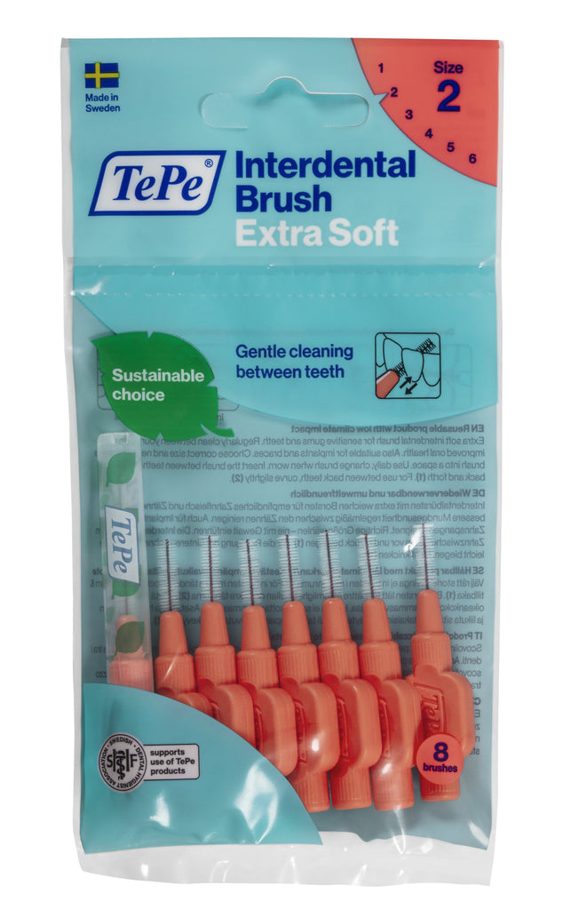 (PROMO BUNDLE) TePe Interdental Brushes Red Extra Soft (8pc/pk) - 2 Packs with FREE Travel Case