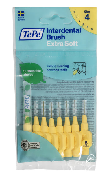 (PROMO BUNDLE) TePe Interdental Brushes Yellow Extra Soft (8pc/pk) - 2 Packs with FREE Travel Case