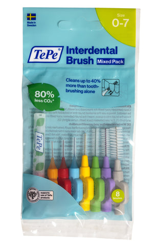 TePe Original Interdental Brushes Mixed Pack (Pink to Grey) 8pc/pk